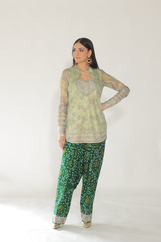 Fog Green Embroidered Shirt with JM Farsi Salwar