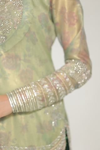 Fog Green Embroidered Shirt with JM Farsi Salwar