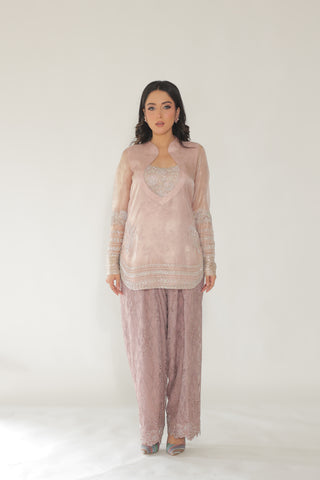 Old Rose Embroidered Shirt with Jm Farsi Salwar