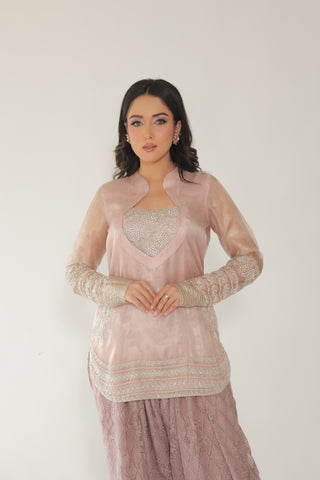 Old Rose Embroidered Shirt with Jm Farsi Salwar