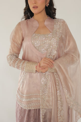 Old Rose Embroidered Shirt with Jm Farsi Salwar