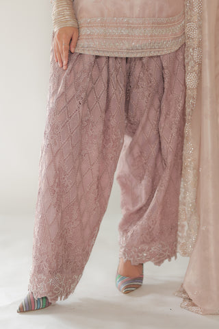 Old Rose Embroidered Shirt with Jm Farsi Salwar