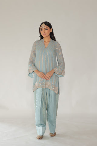 Powder Blue Shirt With JM Farsi Salwar