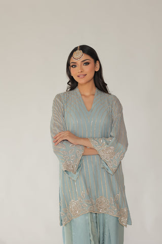 Powder Blue Shirt With JM Farsi Salwar