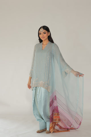 Powder Blue Shirt With JM Farsi Salwar