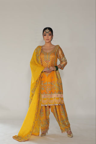 Spectra Yellow Embroidered Shirt with JM Salwar