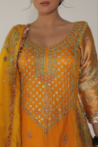 Spectra Yellow Embroidered Shirt with JM Salwar