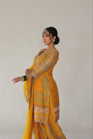 Spectra Yellow Embroidered Shirt with JM Salwar