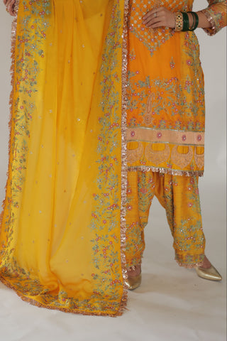 Spectra Yellow Embroidered Shirt with JM Salwar