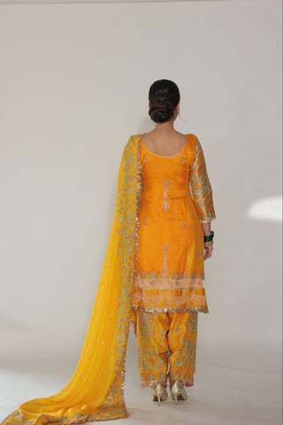 Spectra Yellow Embroidered Shirt with JM Salwar