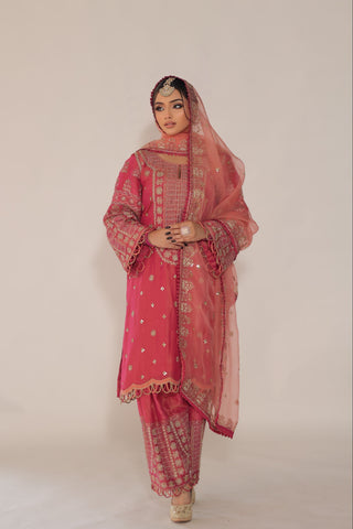 Peach Amber Embroidered Shirt with JM Salwar