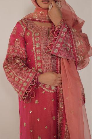 Peach Amber Embroidered Shirt with JM Salwar