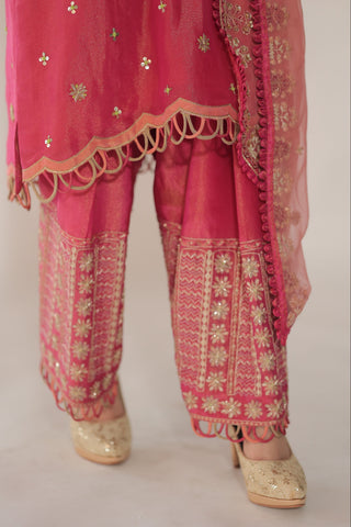 Peach Amber Embroidered Shirt with JM Salwar