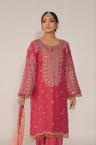 Peach Amber Embroidered Shirt with JM Salwar