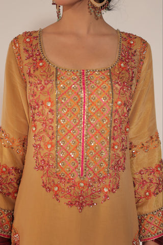 Bright Gold Embroidered shirt with JM salwar