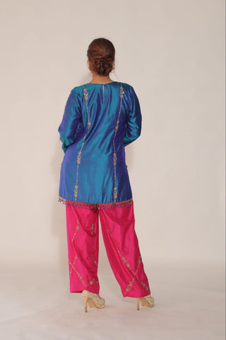 Aqua Sky Embroidered Shirt with JM Salwar