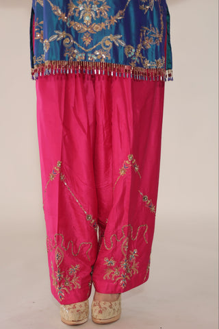 Aqua Sky Embroidered Shirt with JM Salwar