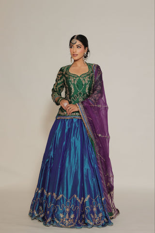 Sacramento Embroidered Shirt with Ghagra