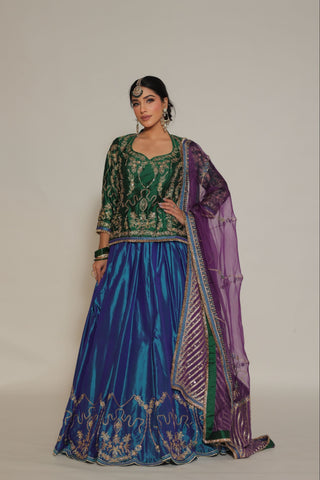 Sacramento Embroidered Shirt with Ghagra