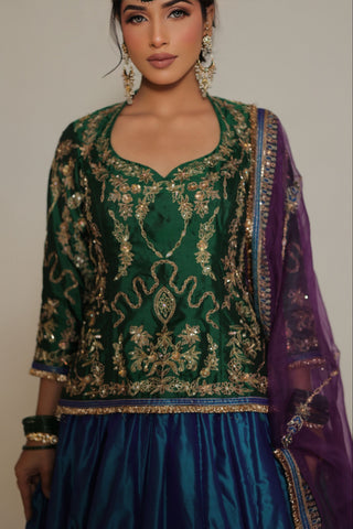 Sacramento Embroidered Shirt with Ghagra