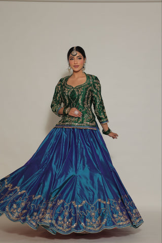 Sacramento Embroidered Shirt with Ghagra