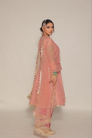 Apricot Blush Embroidered Kalidar with JM Salwar