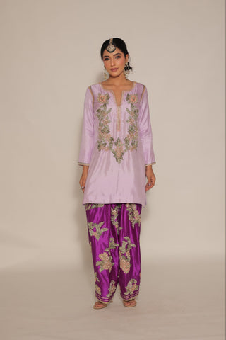Royal lilac Embroidered Shirt with JM salwar