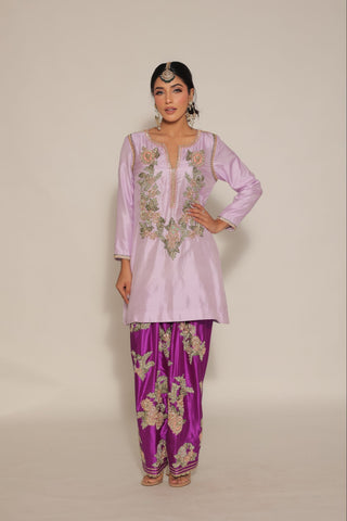 Royal lilac Embroidered Shirt with JM salwar