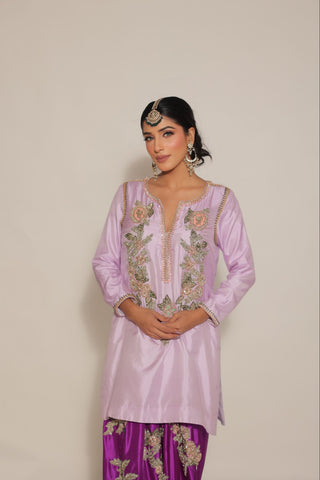 Royal lilac Embroidered Shirt with JM salwar