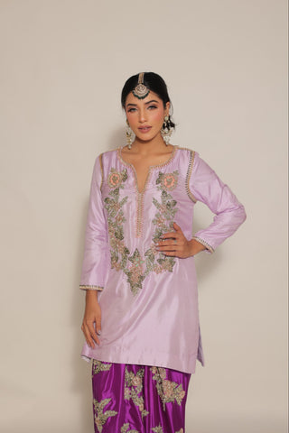 Royal lilac Embroidered Shirt with JM salwar