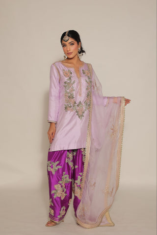 Royal lilac Embroidered Shirt with JM salwar