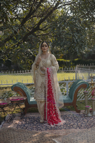 Ivory Embroidered Shirt with JM Salwar Set