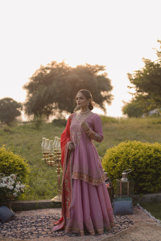 Pink Carnation Kalidar with Lehenga Set