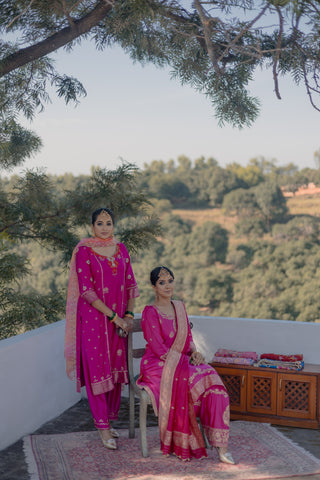 Deep Pink Embroidery Shirt with JM Salwar