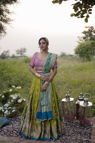 Moss Green Embroidered Lehenga Set