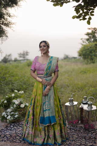 Moss Green Embroidered Lehenga Set