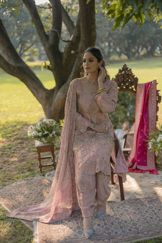 Blush Embroidered Shirt with JM Salwar set