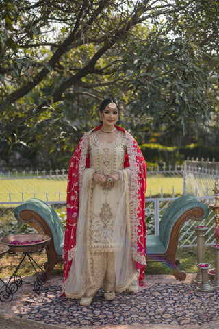 Ivory Embroidered Shirt with JM Salwar Set