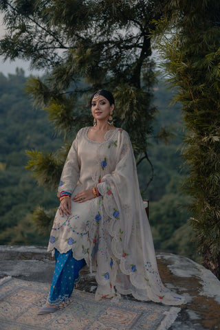 Ivory Embroidered Shirt with JM Salwar Set