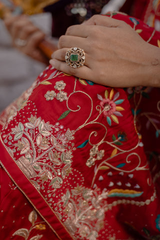 Berry Red Embroidered Shirt with Palazzo Pants