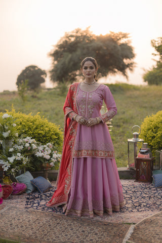 Pink Carnation Kalidar with Lehenga Set