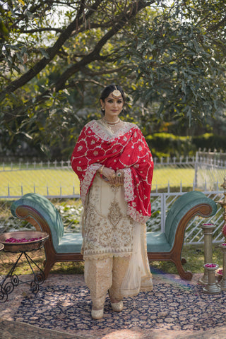 Ivory Embroidered Shirt with JM Salwar Set