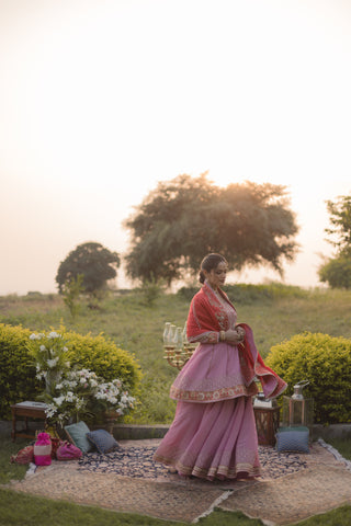 Pink Carnation Kalidar with Lehenga Set