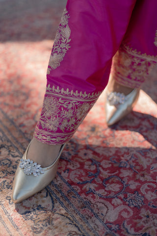 Deep Pink Embroidery Shirt with JM Salwar