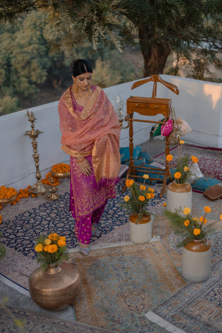 Raspberry Rose Embroidered Shirt with JM Salwar