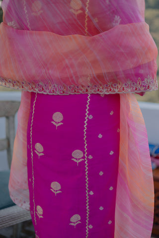 Bright Fuchsia Embroidered Shirt with JM Salwar