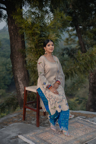 Ivory Embroidered Shirt with JM Salwar Set