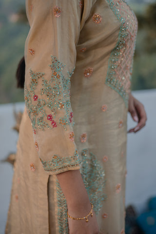 Pastel Turquoise Embroidered Shirt with JM Salwar
