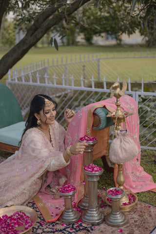 Ivory Pink Embroidered Shirt with JM Salwar Set