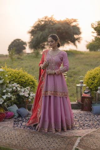 Pink Carnation Kalidar with Lehenga Set